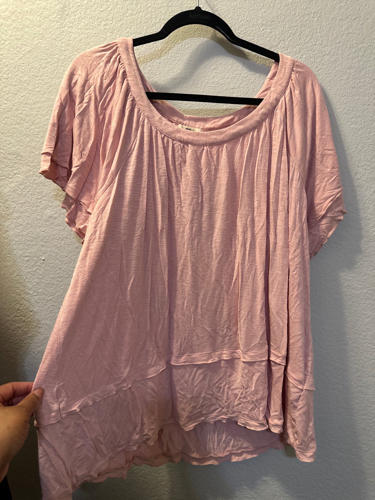 Size 3x (24) pink baby doll ruffle blouse