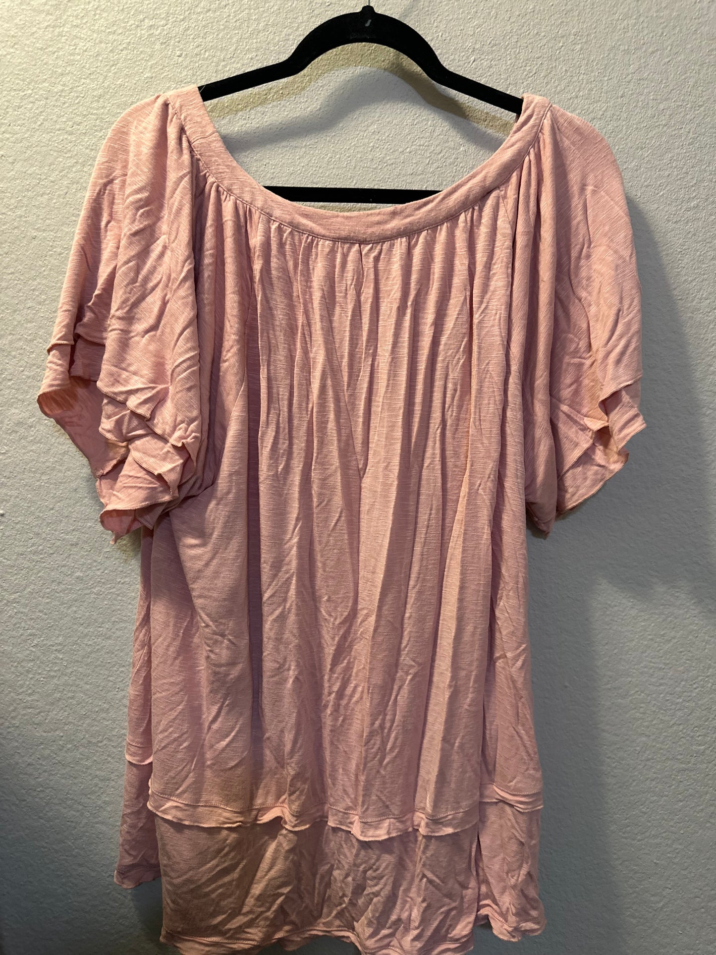 Size 3x (24) pink baby doll ruffle blouse